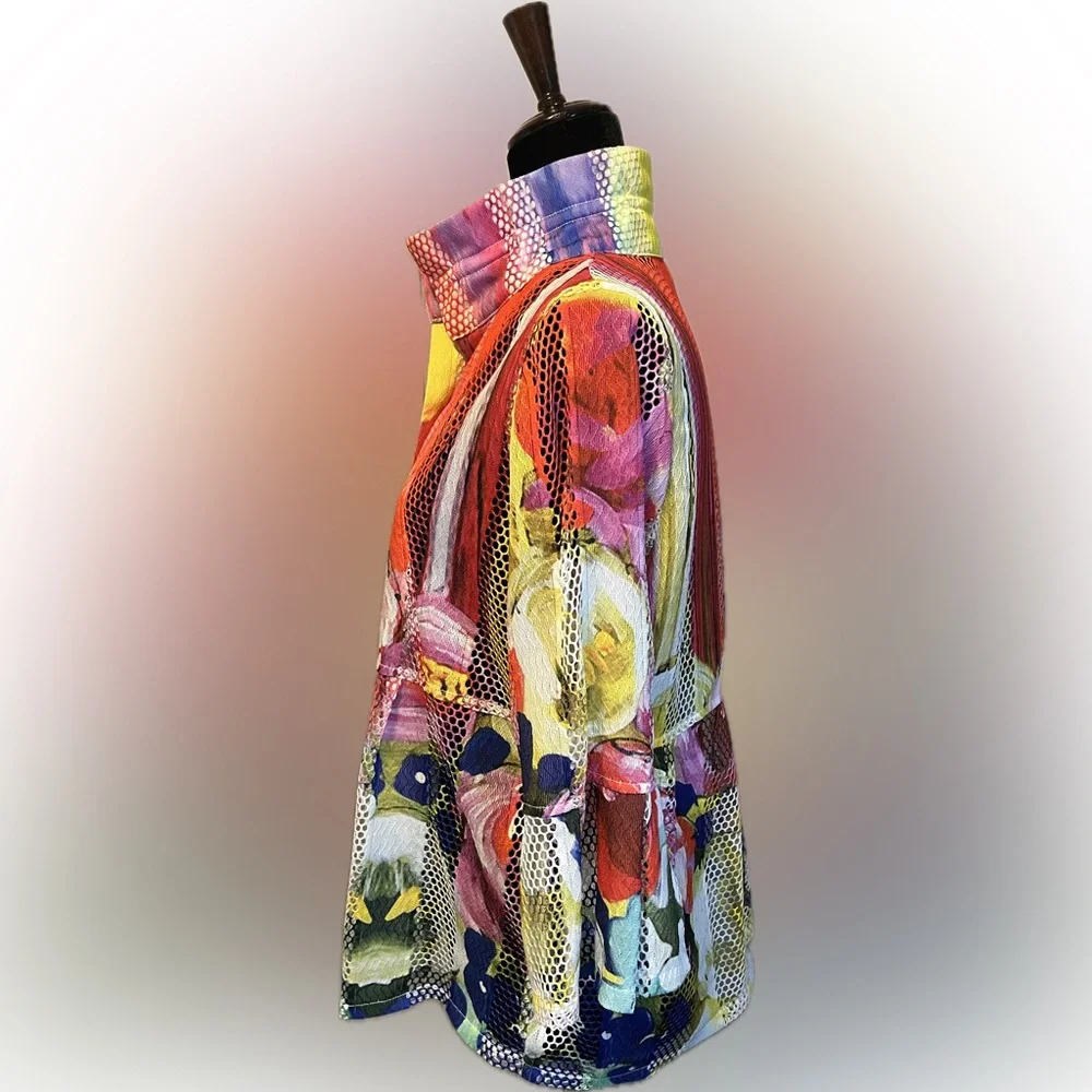 Damee Textured Printed Mesh Blouse Jacket size S - Picture 6 of 16